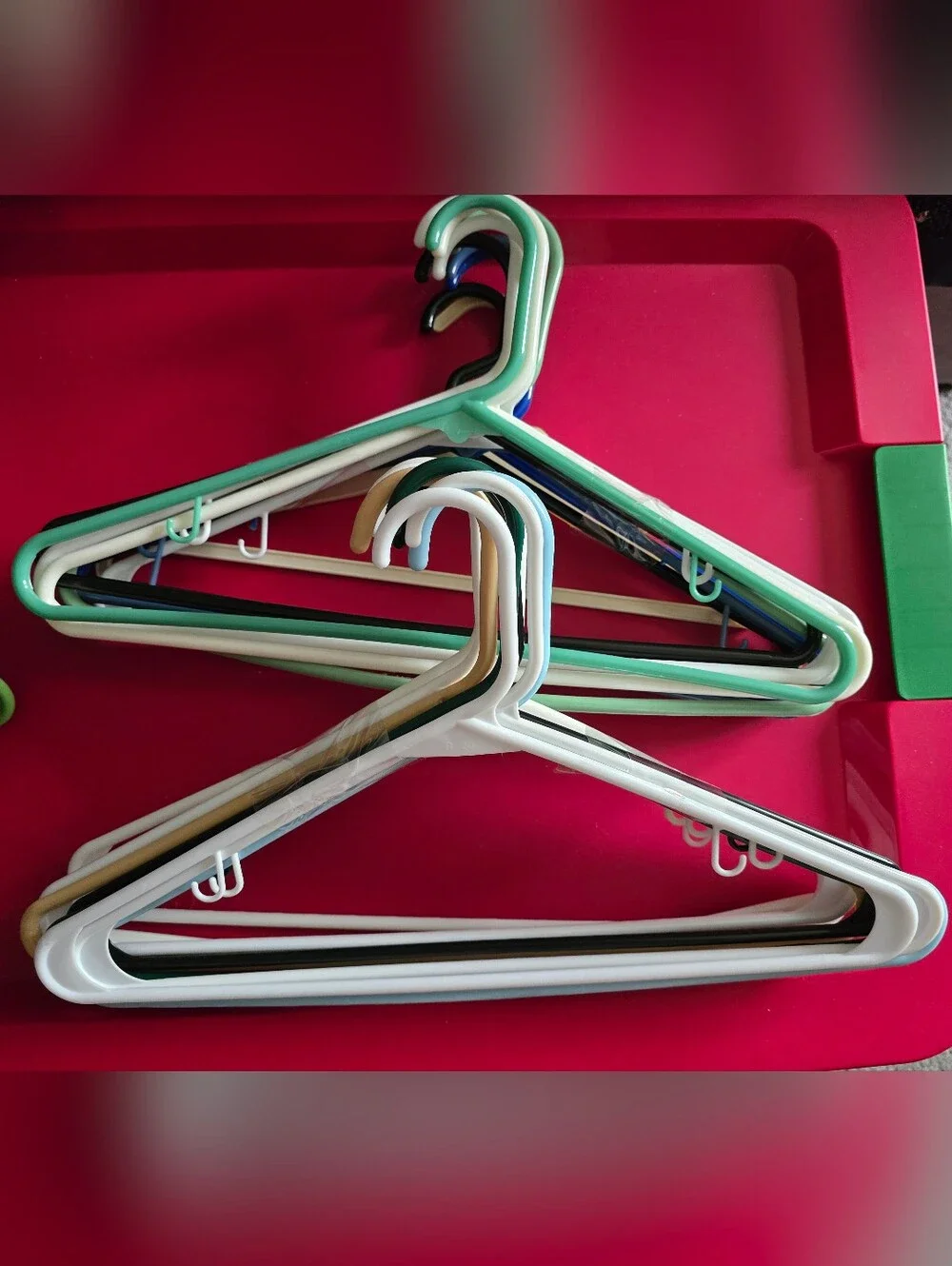 Plastic Adult Hangers Assorted Colors Lot of 20 White Black Closet Organization